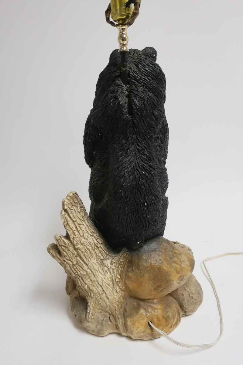 Standing Painted Ceramic Bear as Table Lamp