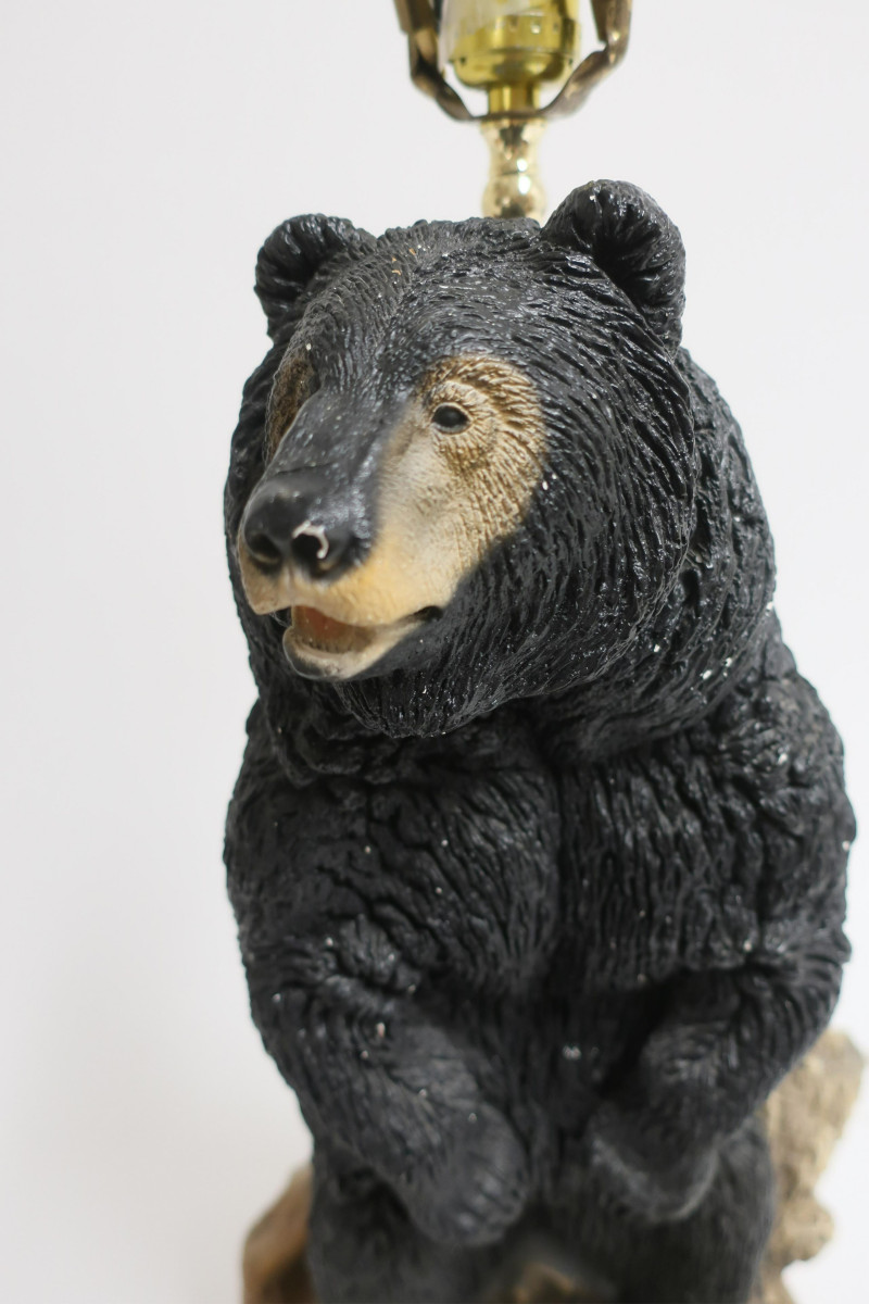 Standing Painted Ceramic Bear as Table Lamp