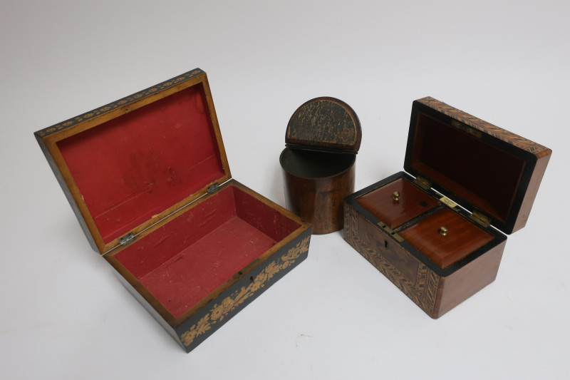 4 English Wood Boxes, 19th C. and later