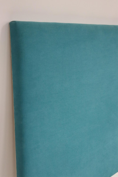 Queen Teal Upholstered Headboard &amp; Custom Skirt