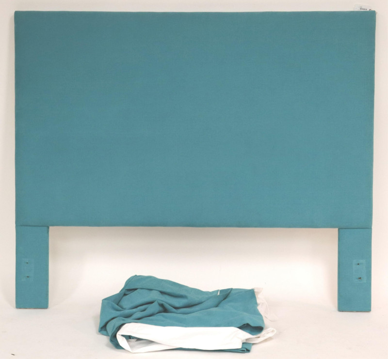 Queen Teal Upholstered Headboard &amp; Custom Skirt