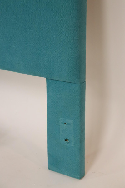 Queen Teal Upholstered Headboard &amp; Custom Skirt