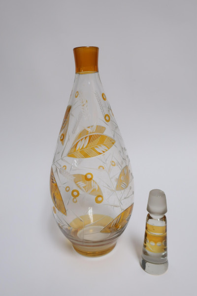 3 Art Deco Glass Bowls &amp; Decanter
