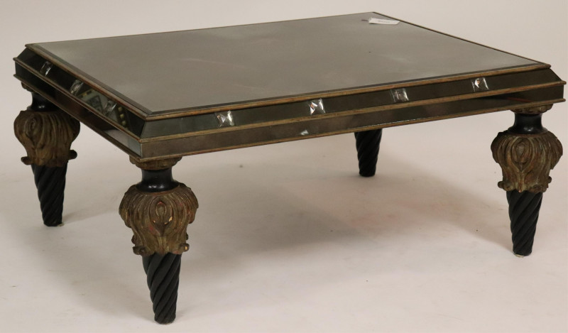 Midcentury Parcel-Gilt Ebonized Coffee Table