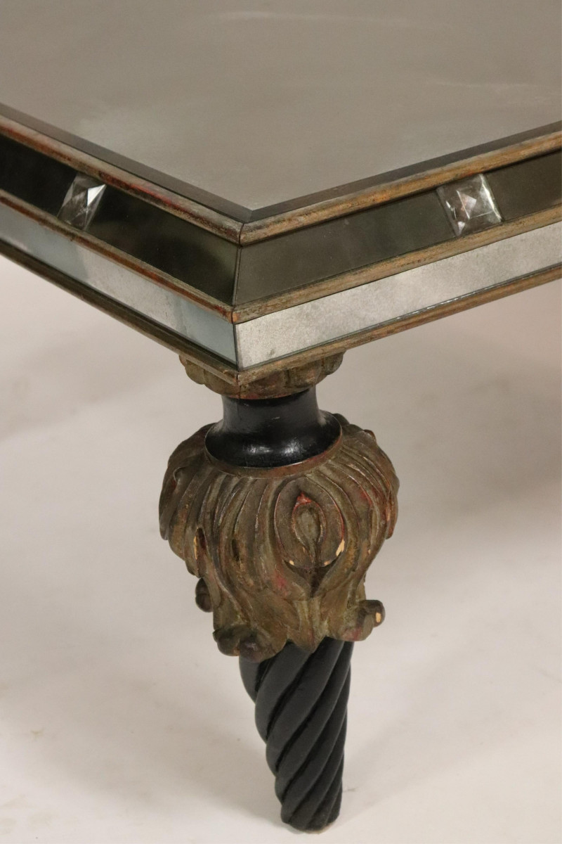 Midcentury Parcel-Gilt Ebonized Coffee Table