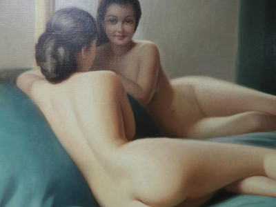 Robert Duflos - Nude Facing Mirror