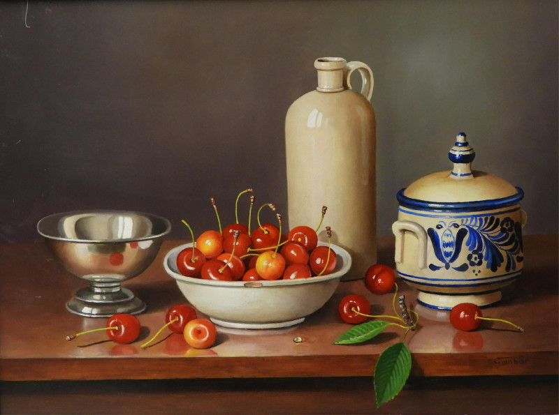 András Gombár - Still Life with Cherries