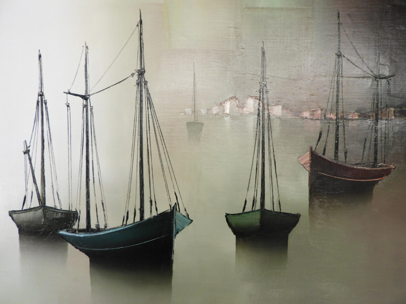 Gilbert Bria - Boats by Coast