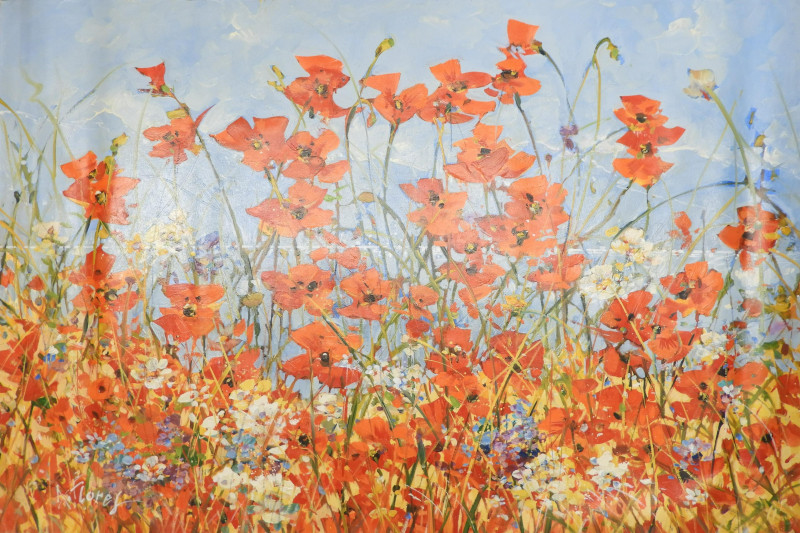 A. Flores - Red Poppies in the Field