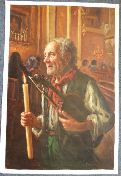 Nello Iovine - Man in Cathedral with Candle