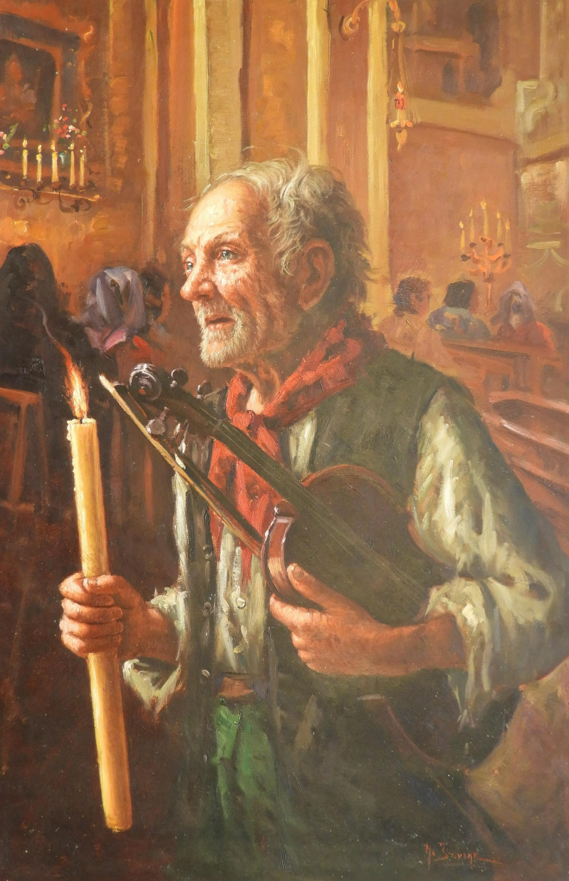 Nello Iovine - Man in Cathedral with Candle