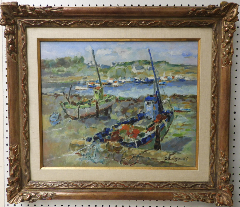 Alfred Chagniot - Fishing Boats on Beach