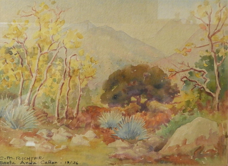 CM Richter, Santa Anita Canon, c 1936 W/C on Paper