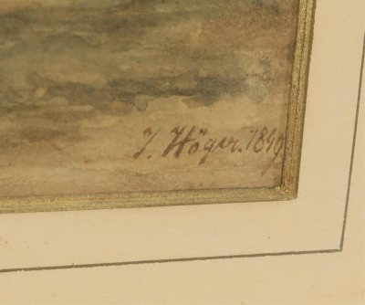 Josef Höger, 1801-1877, "Town Square", W/C