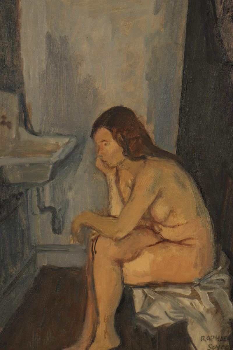 Raphael Soyer - Nude in Washroom, O/C