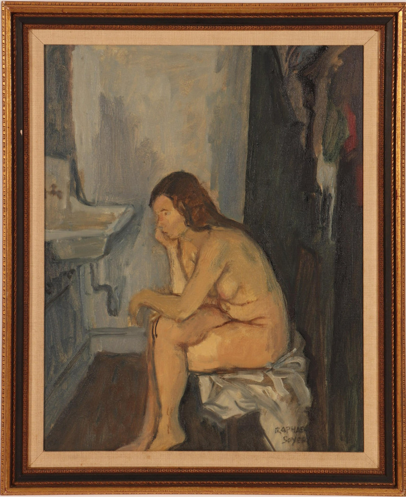 Raphael Soyer - Nude in Washroom, O/C