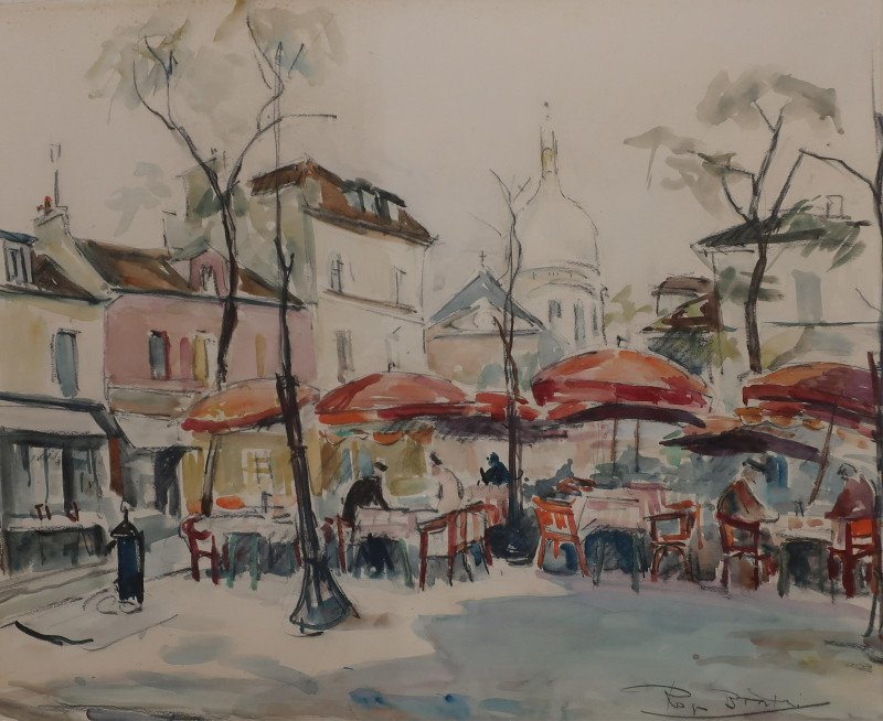 French Street Cafe Watercolor