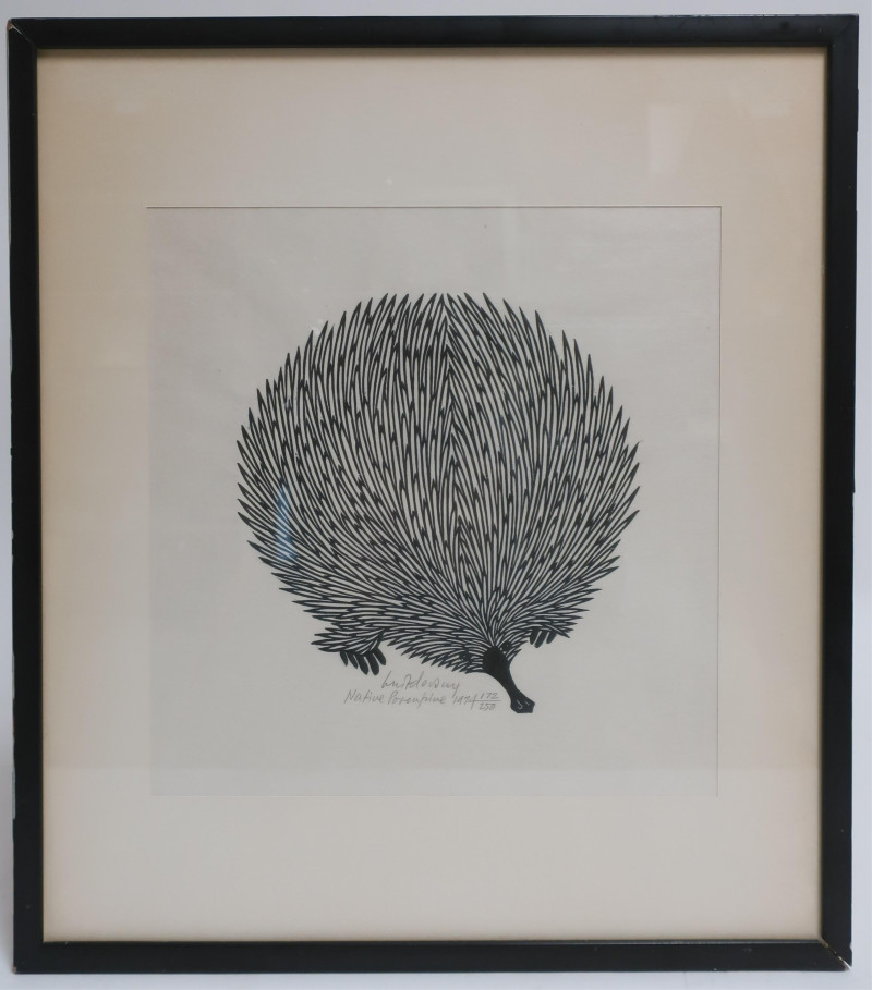 Jaques Hnizdovsky "Native Porcupine" Woodcut