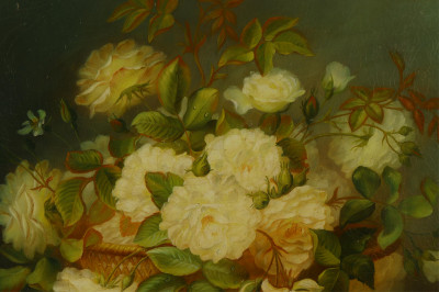 Contemporary O/C "Still Life Flower Filled Basket"