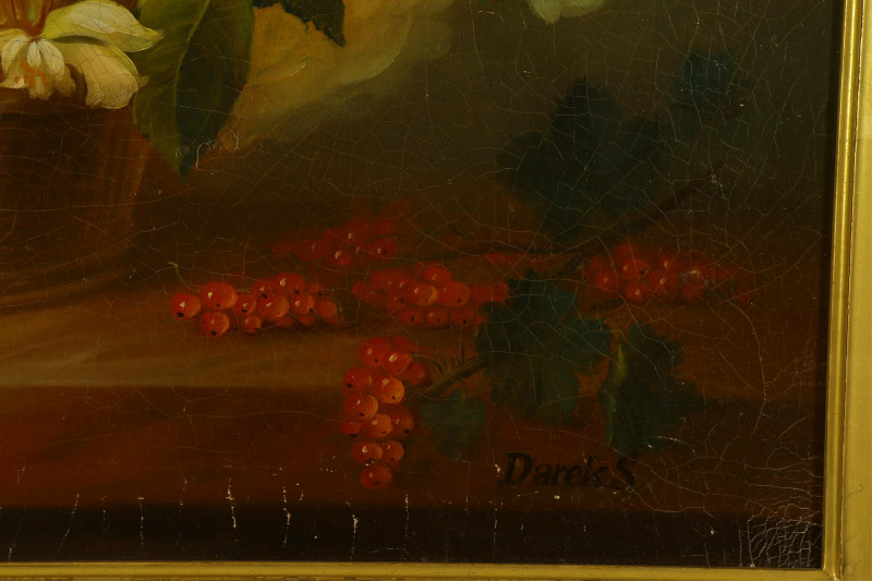 Contemporary O/C "Still Life Flower Filled Basket"