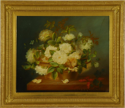 Contemporary O/C "Still Life Flower Filled Basket"