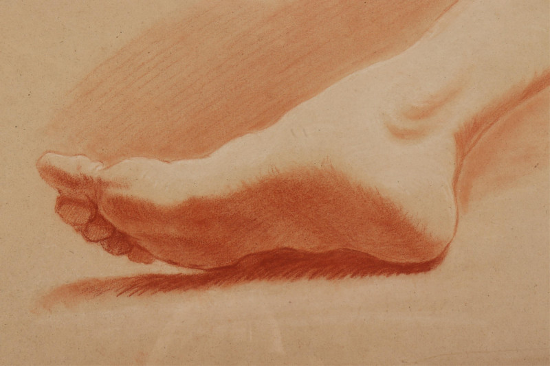 "Study of Right Foot", Sanguine on Paper