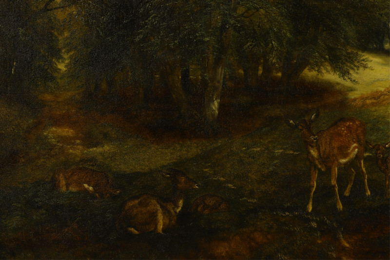 Deer in a Landscape, O/C after H.W.Banks David