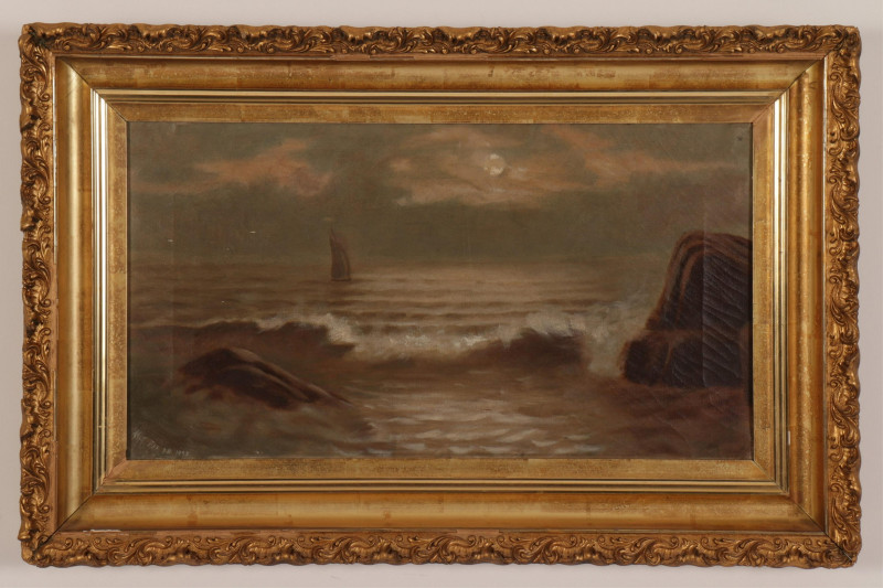 19th C. Seascape, initialed M. L.