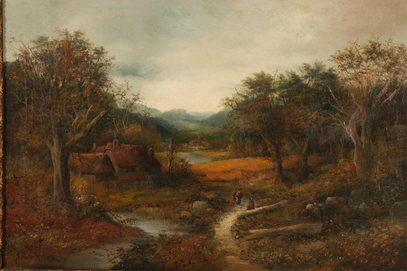 James Wallace, Twilight Landscape with Figures O/C