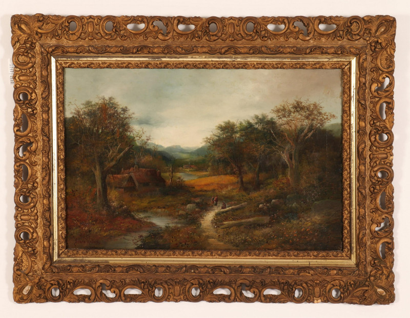 James Wallace, Twilight Landscape with Figures O/C