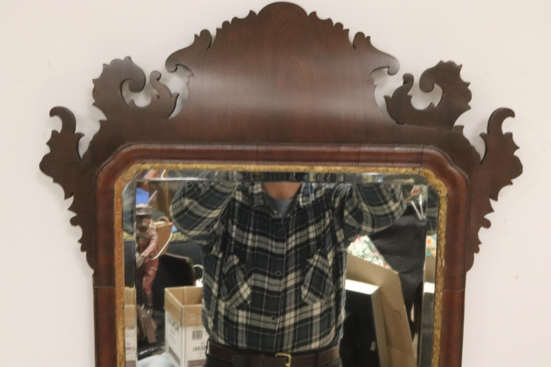 Antique Scroll-Cut Chippendale Wall Mirror