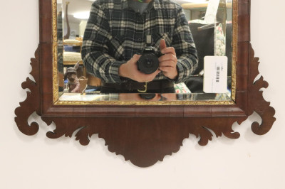 Antique Scroll-Cut Chippendale Wall Mirror