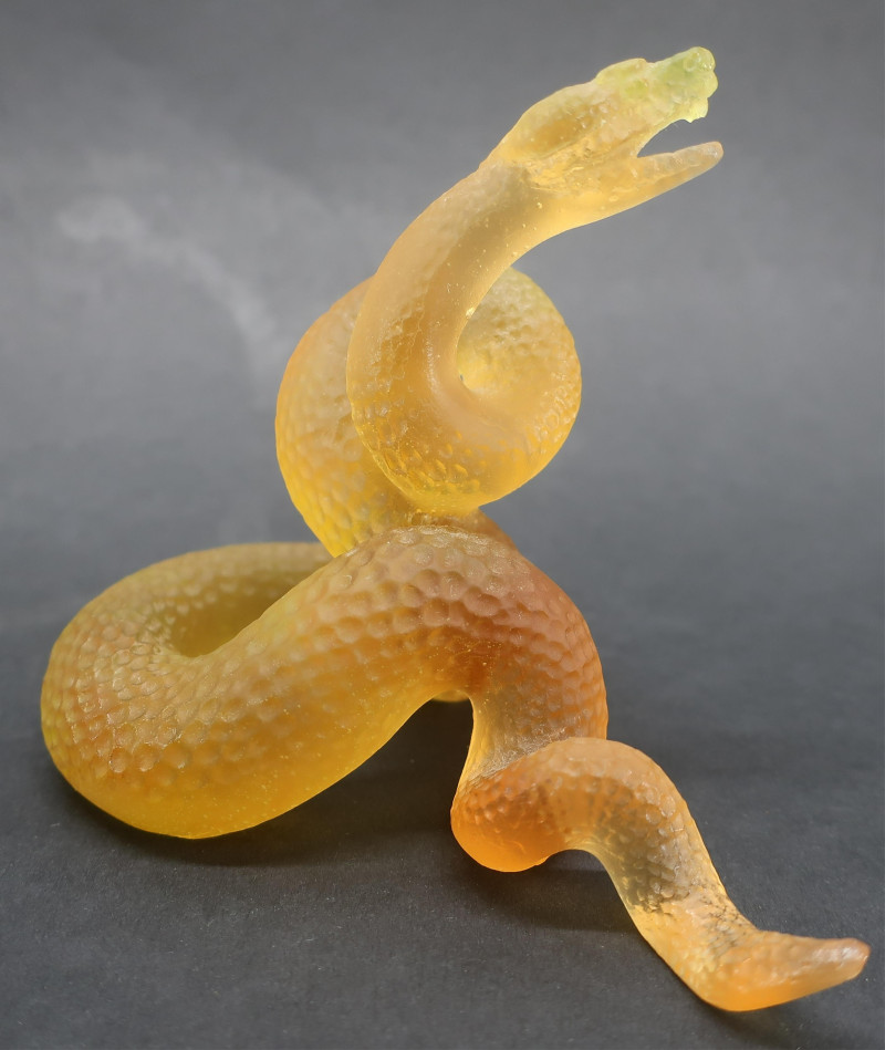 Daum Amber Glass Coiled Snake