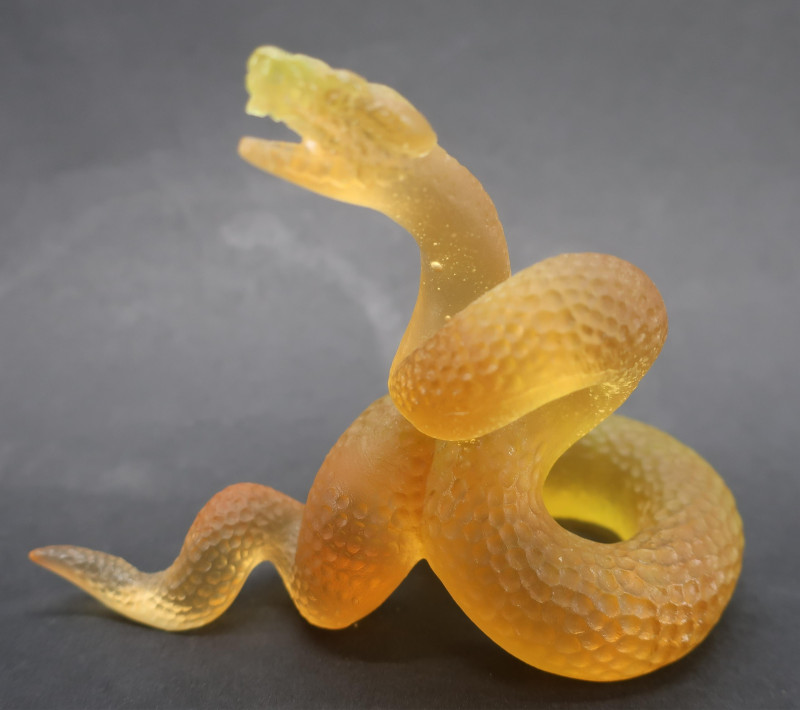 Daum Amber Glass Coiled Snake