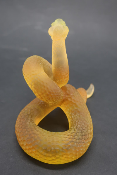 Daum Amber Glass Coiled Snake