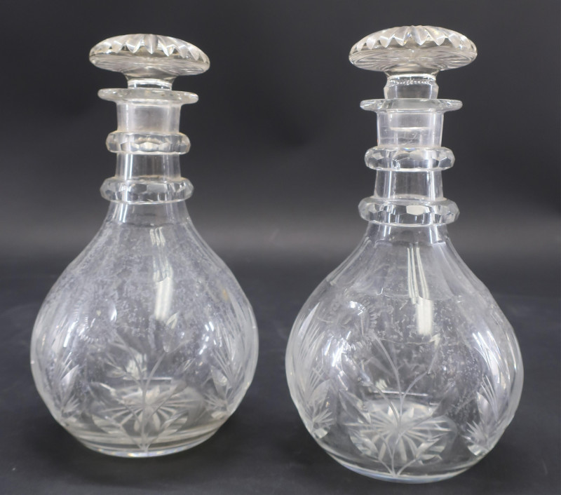 Three English Crystal Compotes and Two Decanters