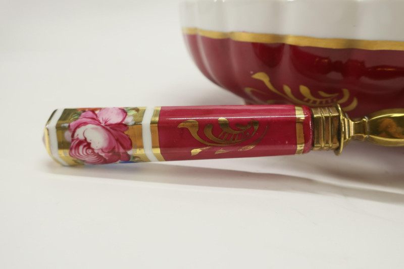 Porcelain French Berry Bowl &amp; Spoon and an Urn