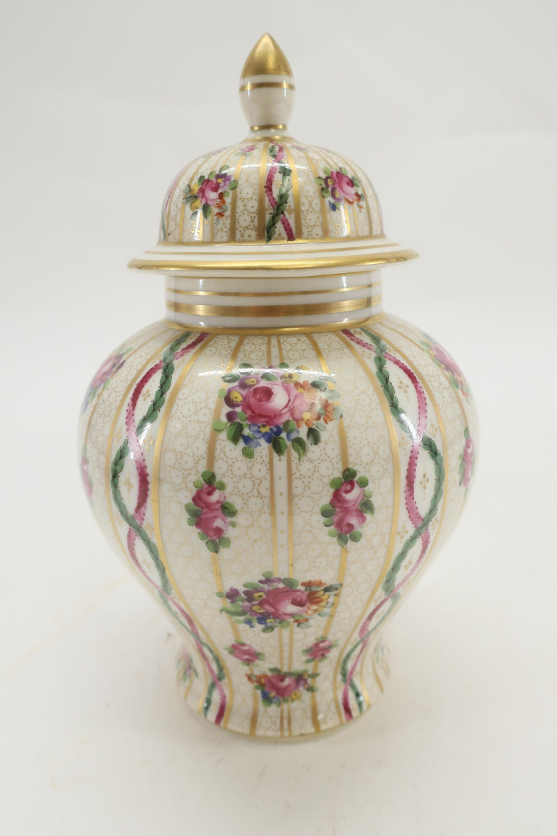 Porcelain French Berry Bowl &amp; Spoon and an Urn