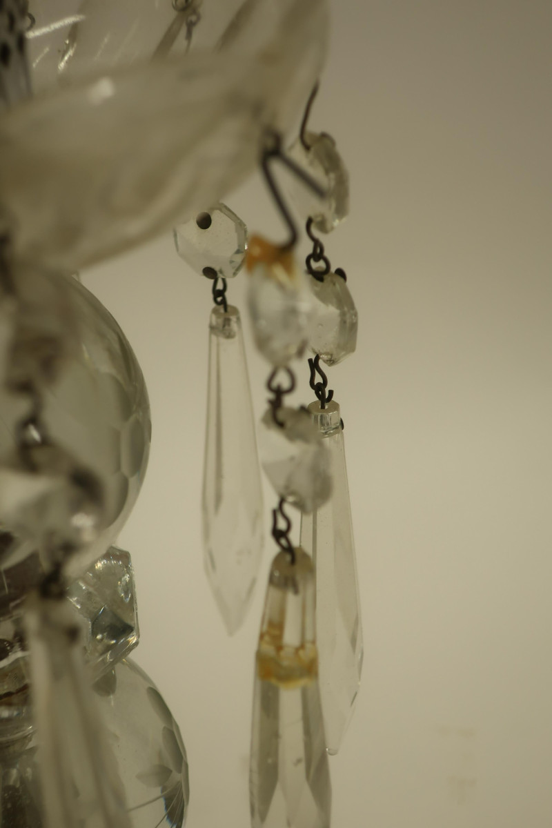 Pair Cut and Pressed Glass Prism Table Lamps