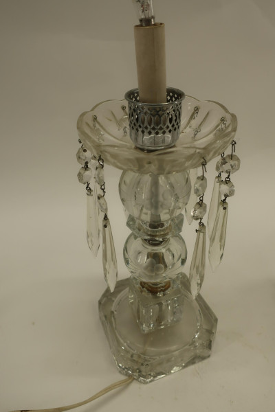 Pair Cut and Pressed Glass Prism Table Lamps