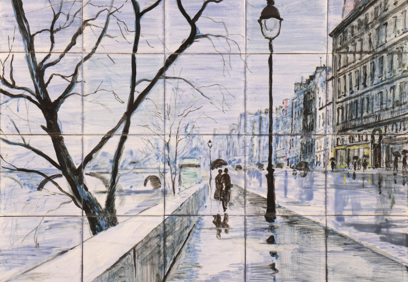 Bernard Lamotte for Knoll, tile/wood tabletop