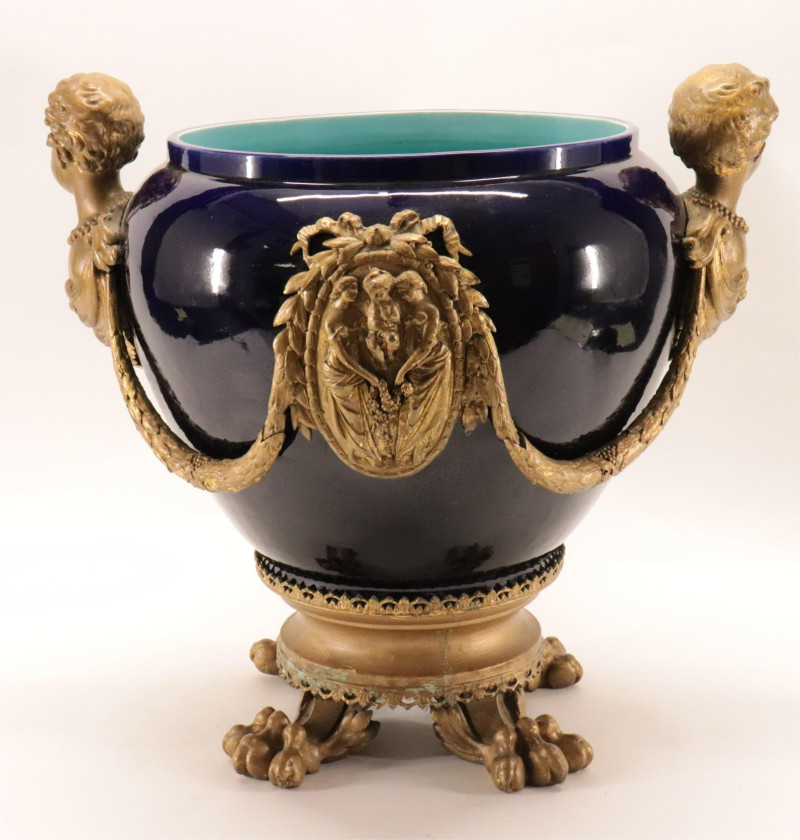Empire Style Gilt Bronze Mounted Porcelain Urn