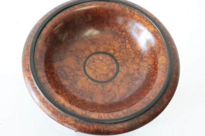 6 Burl Walnut Trays, Dishes &amp; Stand