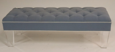 Contemporary Blue Bench with Lucite Legs