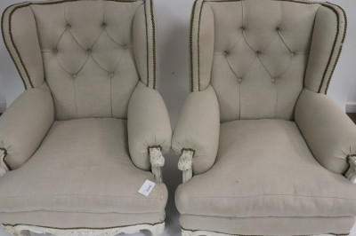 Pair Oversized Louis XV Style Bergere