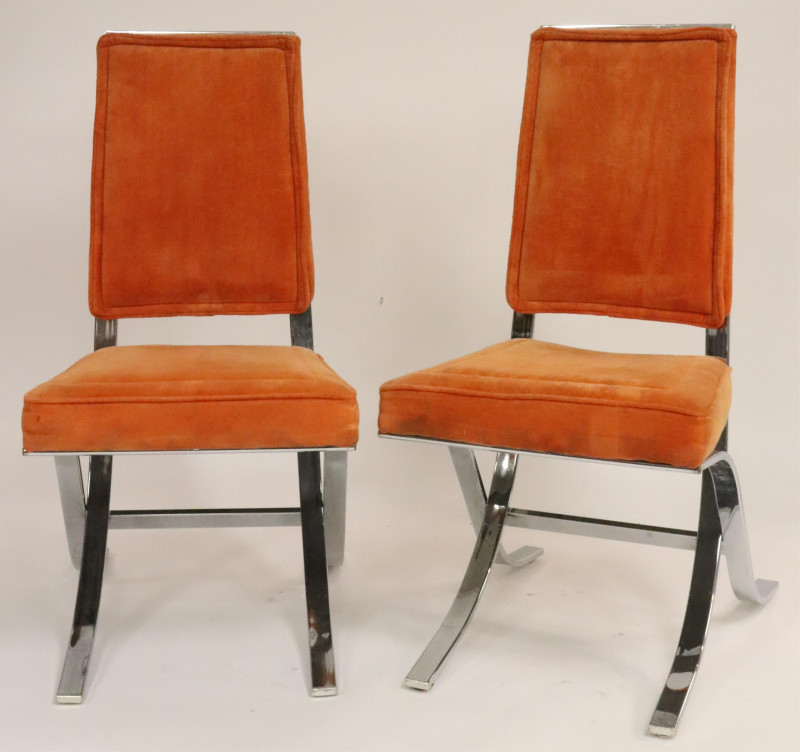 Pair Modern Chrome Side Chairs