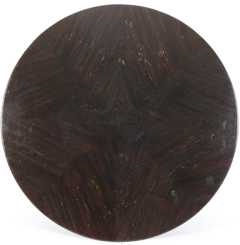 Round Dark Stained Wood Table Top