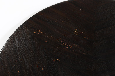 Round Dark Stained Wood Table Top