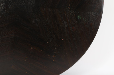 Round Dark Stained Wood Table Top