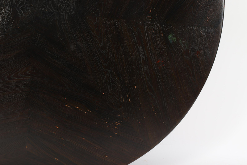 Round Dark Stained Wood Table Top